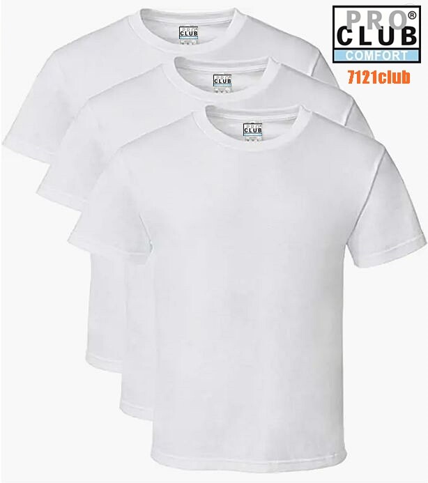 3 PACK PRO CLUB COMFORT T SHIRTS MENS STANDARD CREWNECK SHORT 