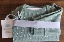 Cloud Island Baby Set Wide Ribbed Top Pant Green Newborn Olive Sage Bottom 2 NEW