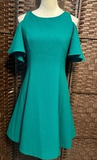 Eliza J 6 Green Dress Exposed Shoulders Off Shoulder Sleeves