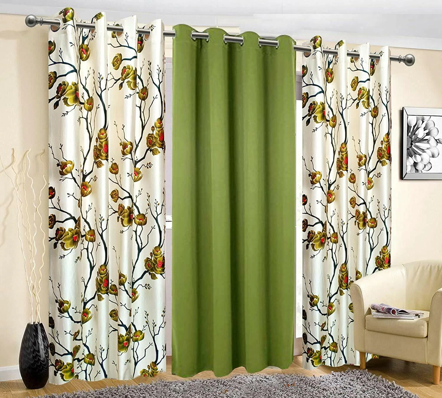 New 3 Piece Window Curtain Set - 5 feet