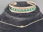Taxco Mexico vintage silver malachite turtle talisman necklace bracelet set — photo 3