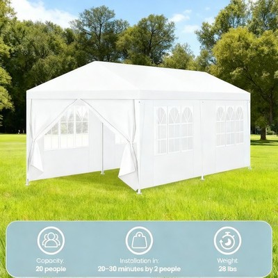 10'x20' Canopy Waterproof Outdoor Party Event White Tent Patio Camping Gazebo
