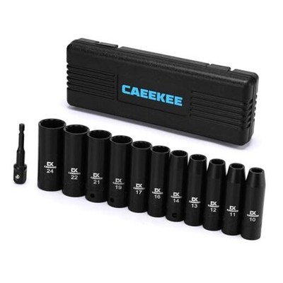  12-Piece 1/2'' Drive Deep Impact Socket Set, Metric (10mm - 24mm), 12-Point, 