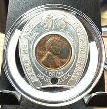 1947 ENCASED WHEAT CENT - I BRING GOOD LUCK - NEVER GO BROKE!