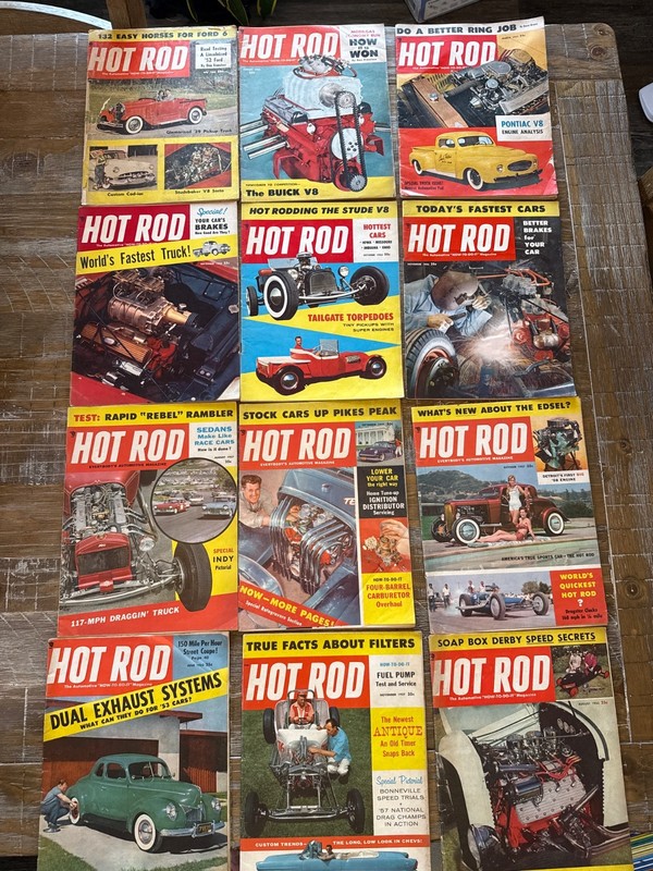 Vintage 1950s Hot Rod Magazine Lot of 12 Flathead NHRA Drag Racing Custom Cars