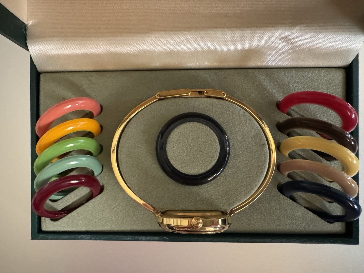 Vintage Gucci 1100L Interchangeable Bezel Bangle Watch 12 Colors +