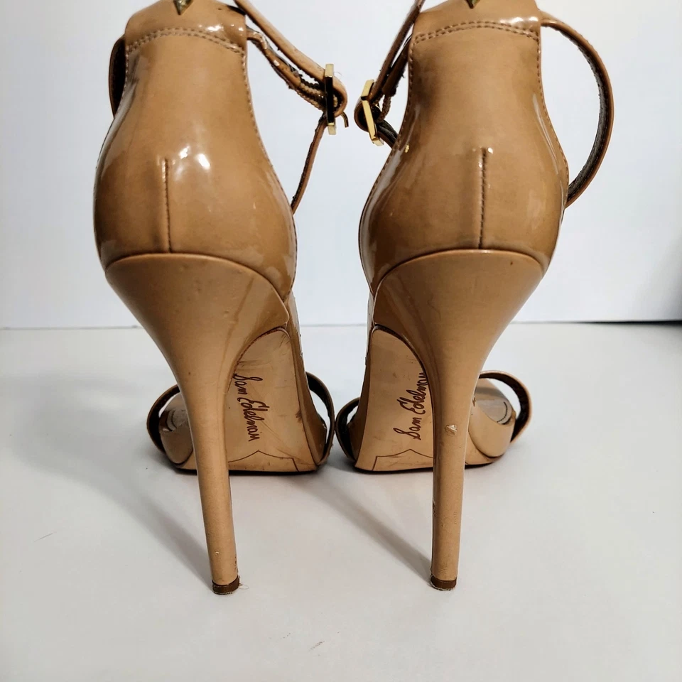 Sam Edelman Patti Ankle Strap Heel Beige Patent Leather Women's Size 8 - Image 2 of 4
