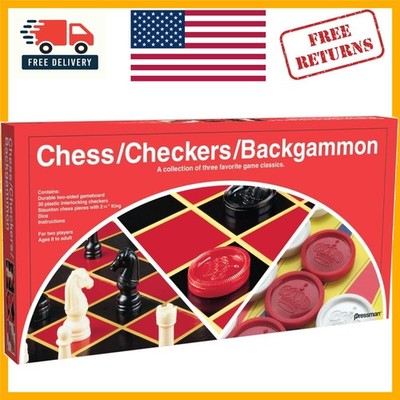 Complete 3-in-1 Game Set: Chess, Checkers & Backgammon with Staunton Pieces