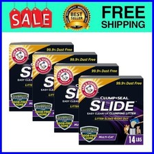 ARM  HAMMER Clump  Seal SLIDE Cat Litter, Easy Clean-up Multi-Cat,14 lbs,4pack
