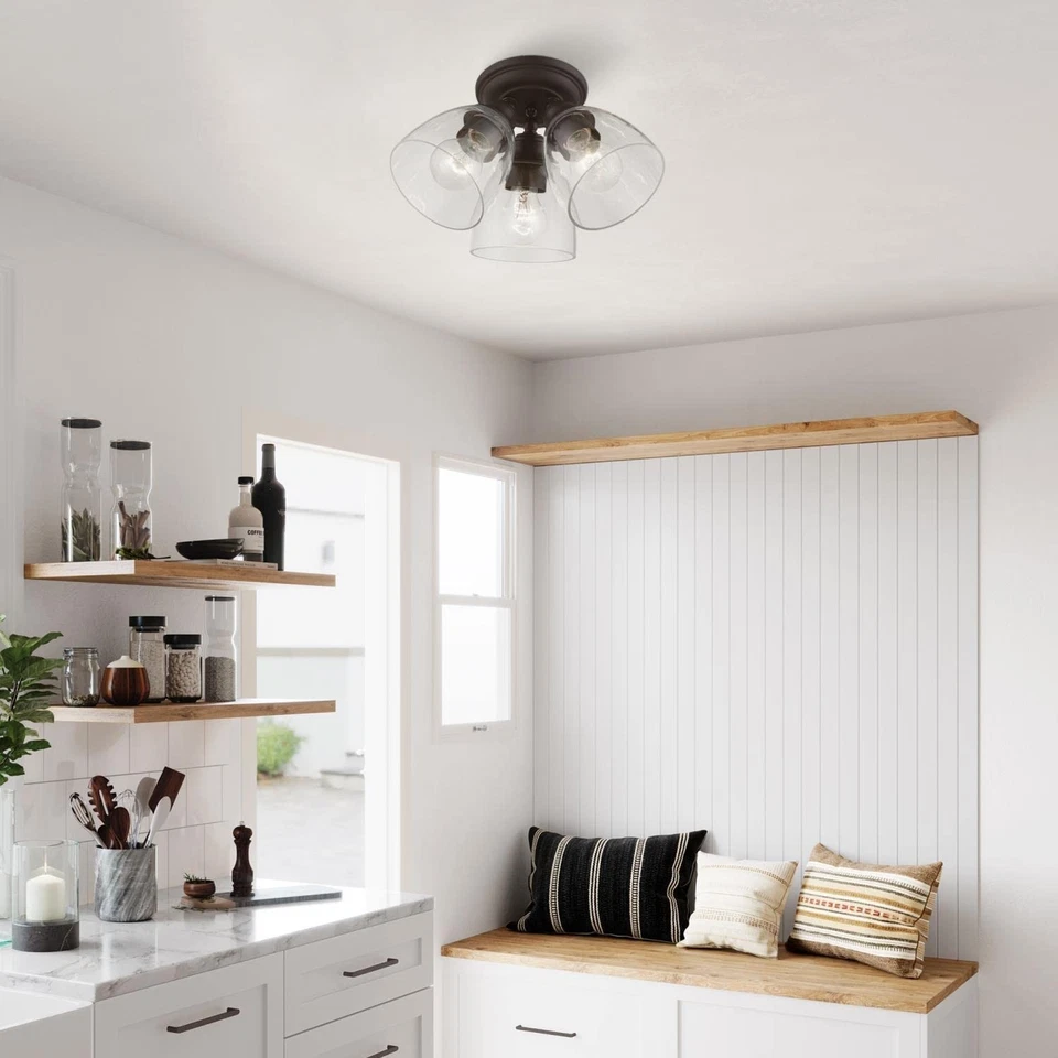 Iluminación Livex, 46339-07, Montgomery, semi-al ras, bronce Foto 3 de 4