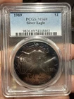 1989 American Silver Eagle MS68 PCGS Beautiful Blue/Purple Tone