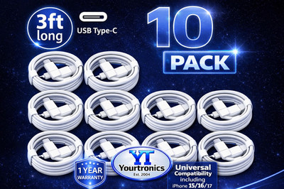 10 Pack USB-C Fast Charge Cable For Apple iPhone 15 16 17 Plus Pro Max SS Galaxy