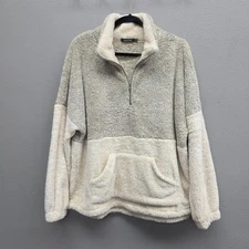 Doe & Rae Pullover Womens 1X Teddy Fleece Half Zip Kangaroo Pocket Cozy Sweater