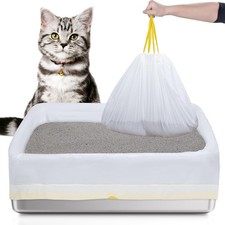 Stainless Steel Sifting Litter Box Liners,20 Count Litter Bags for Pine Pelle...