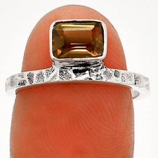 Natural Smoky Quartz - Brazil 925 Sterling Silver Ring s.7 Jewelry R-1037
