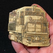 Vintage Brass Conrail Engine 3402 Railroad Locomotive Belt Buckle