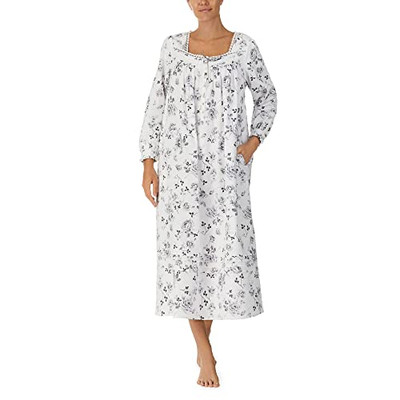 Eileen West Womens Long Sleeve Ballet Nightgown White