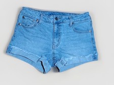Celebrity Pink Womens Light Wash Distressed Cuffed Denim Shorts Size 5/27
