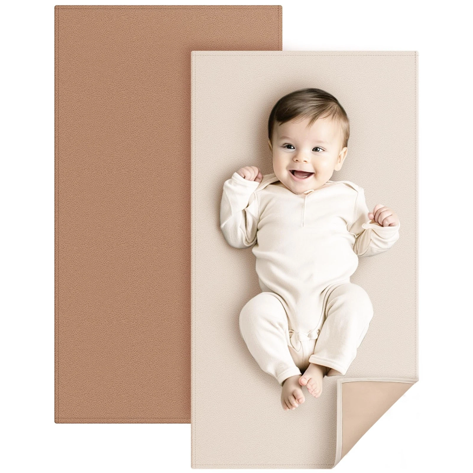 Faux Leather Baby Changing Mat, Waterproof, Wipeable & Portable Diaper Changi...