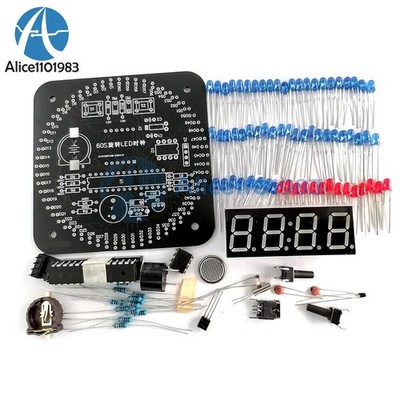 Rotating LED Alarm Electronic Digital alarm Clock   Kit Board Parts 5V DS1302 *l