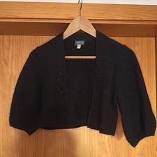 Bolero EDEL mit Wolle in schwarz mit Strass Gr. 36-38