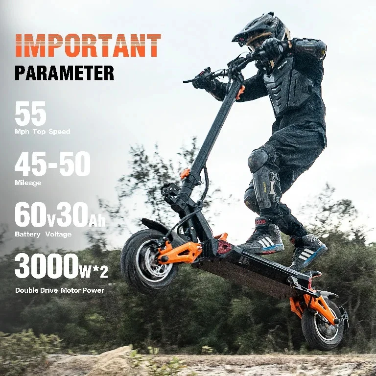 Freeboy H9 Offroad Elektroroller 6000W 60V 30Ah 11-Zoll E-Scooter 90KM E-Roller