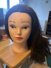 Morsetto manichino testa allenamento parrucchiere inutilizzato capelli lunghi castani