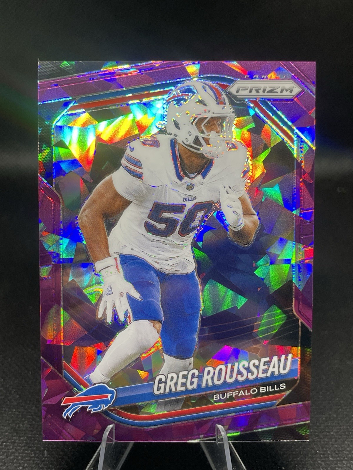 Greg Rousseau 2025 Panini Prizm Purple Cracked Ice /225 #179 buffalo bills nfl