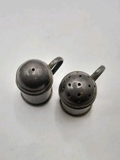 Pair Of Vintage 1" Miniature Silver Salt & Pepper Potts