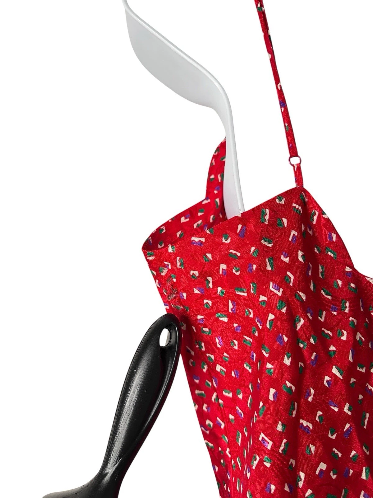 UNDERCOVER Abito rosso piccolo vintage Victoria's Secret etichetta oro nighty smerlato svasato anni 90 P