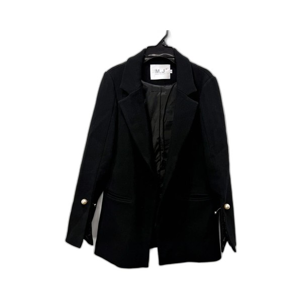 M.J. Womens Black Polyester Blazer Pearl Button Closure Size S