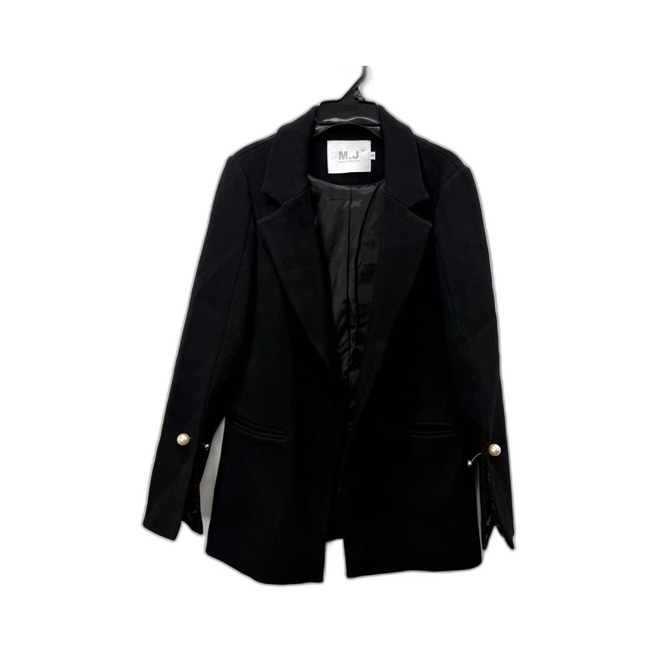 M.J. Womens Black Polyester Blazer Pearl Button Closure Size S