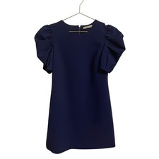 Alice + Olivia Navy Blue Puff Sleeve Mini Dress Size 0