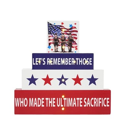 Memorial Day Decorations for Table - Lighted Patriotic 4th of July Stars and Str