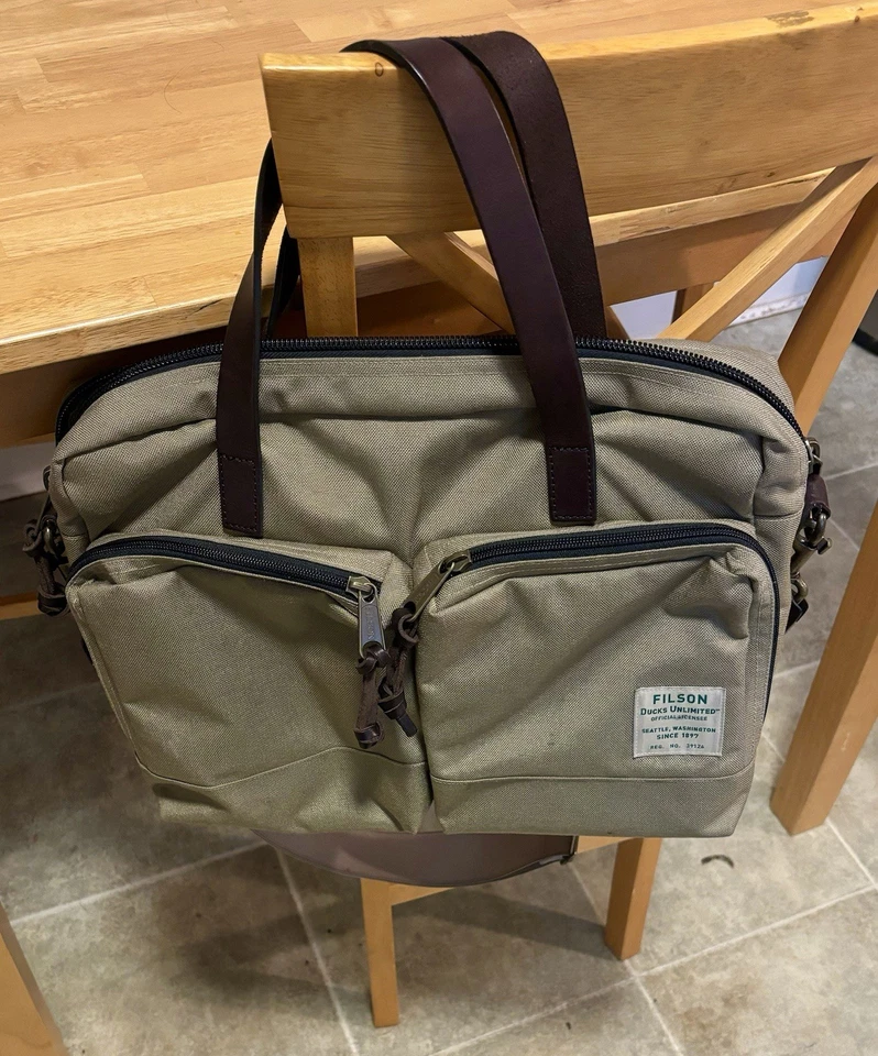 Filson Ducks Unlimited Dryden Briefcase - Dry Grass Tan Leather Trim - Image 4 of 4