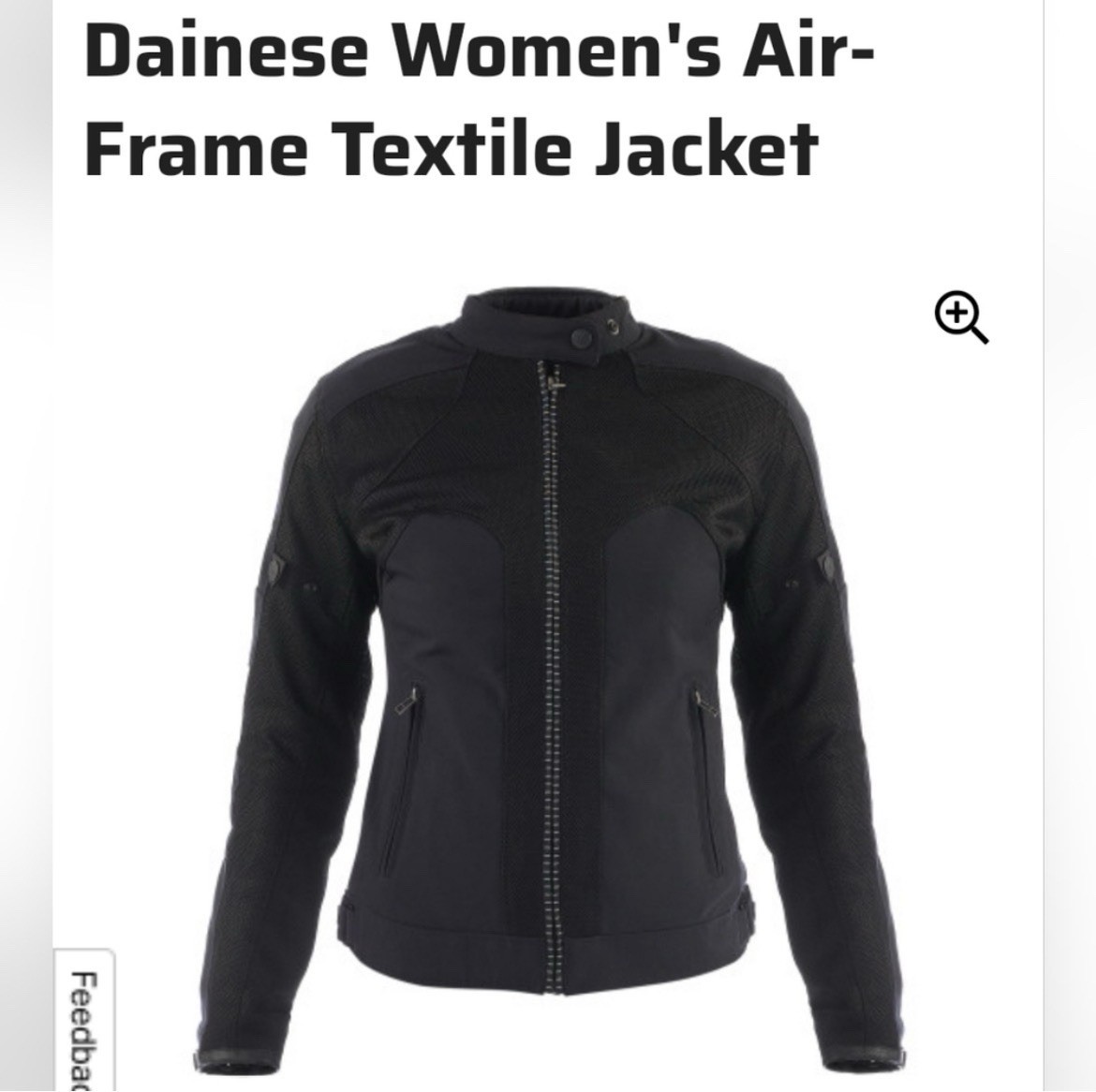 Dainese Air-Frame Lady Tex Textile Jacket Coat Sz 40 Black