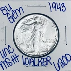 1943 BU UNCIRCULATED WALKING LIBERTY SILVER HALF DOLLAR AUTHENTIC U.S. MINT 6200