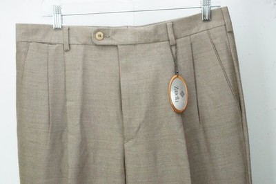Zanella Johnny Wool Brown Woven Twill Dress Pants Trousers 50 EU Brand NEW
