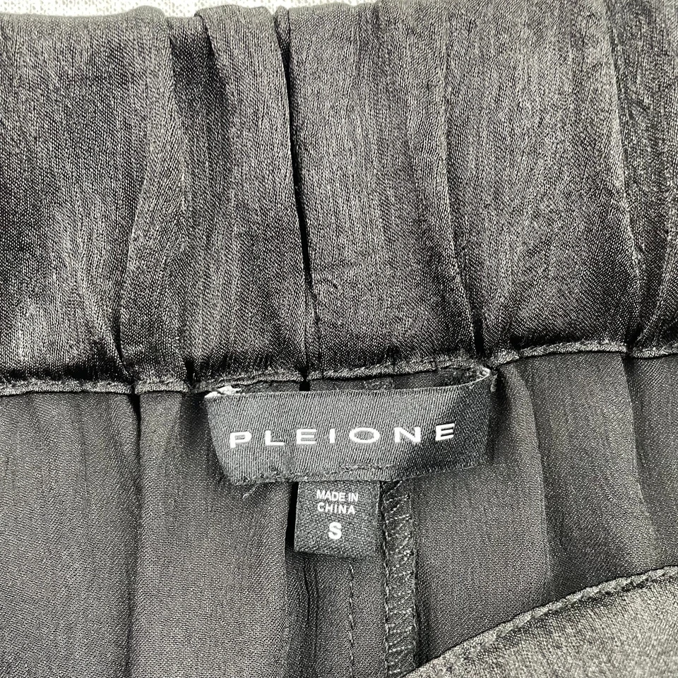 Pleione Skirt Womens S Black Satin Sheer Hem A-Line Midi Pull-On Elegant Classic - Image 3 of 4