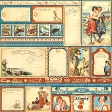 Graphic 45 Place in Time Collection Summer Fourth 12" July Cut-Aparts Cardstock