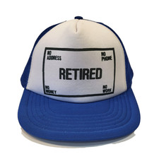 Retired No Address Phone Vintage Snap back Hat Cap Funny Novelty Blue Mesh Back