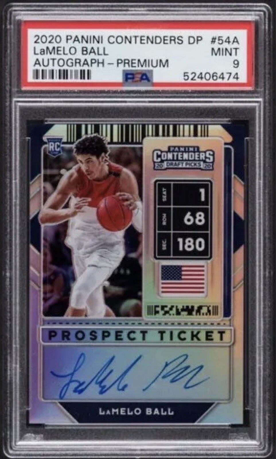 LaMelo Ball 2020 Panini Contenders Auto Premium Prospect Ticket PSA 9