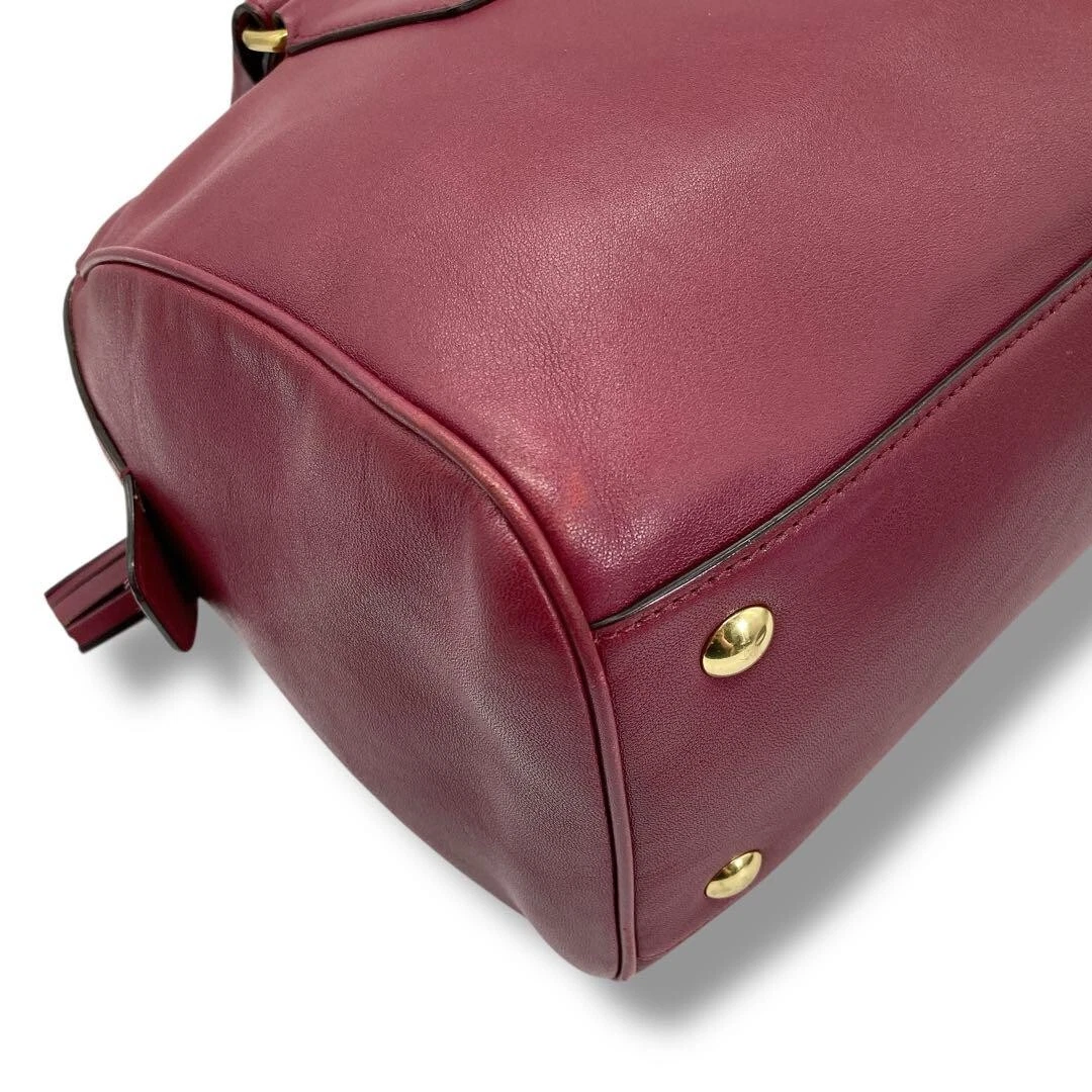 Coach Borsa a mano in pelle rossa vino tracolla mini borsa Boston con ciondolo