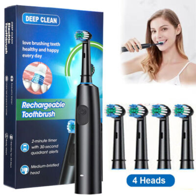 Rotating Electric Toothbrush for Adults, Rechargeable 3 Modes Teeth Deep Clean