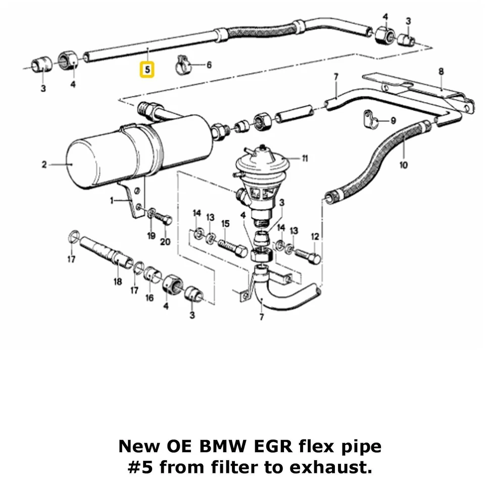 NLA OE BMW EGR Válvula a Termo Reactor Flex Tubo 1975-77 BMW 3.0Si 530i 630CSi Foto 3 de 3