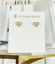 NEW Kendra Scott Ari Heart Dichroic Stud Gold tone Earrings