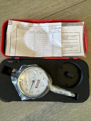 SPI 20-703-5 Dial Indicator: 1'' Range, 0-100 & 0-50-0 Reading, 2.25'' Dial Diam