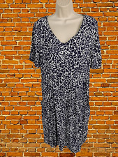 M&S TWIGGY SIZE UK 16 NAVY ANIMAL PRINT SHORT SLEEVE POCKET CASUAL WORK DRESS