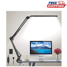 Energy-Efficient Adjustable LED Desk Lamp: Eye-Caring 3 Color Options with Clamp