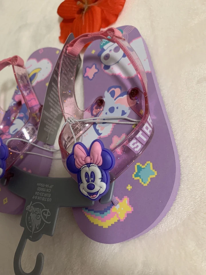 Disney Minnie Mouse Water Beach Flip Flops Slipper Sandal Girls Toddler Size 7/8 - Image 3 of 4